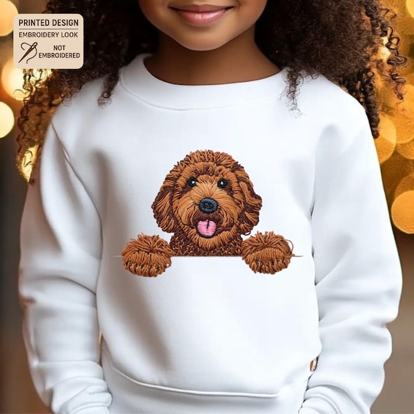 Młodzieżowa bluza z nadrukiem psa Doodle, nadruk z haftem, sweter Labradoodle Cockapoo Golden Doodle