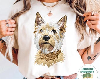 Comfort Colors West Highland Terrier Shirt,Printed  Embroidered Look Westie Dog Mom Tshirt