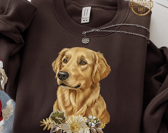 Sudadera con estampado de perro Retriever, suéter Golden Retriever con bordado.