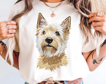 Camiseta de West Highland Terrier con colores cómodos, estampado bordado, para mamá de perro Westie