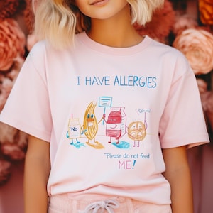 Camiseta de alergia alimentaria para niños con alergias Camiseta de no alimentar Camiseta de concientización sobre alergias para niños Camiseta de sensibilidad alimentaria