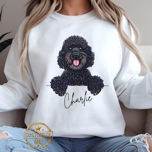 Custom Poodle Sweatshirt: Printed Embroidered Look, Dog Mom Gift
