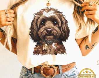 Comfort Colors Chocolate Doodle hondenhemd | Bedrukt en geborduurd shirt met Labradoodle, Cockapoo, Cavapoo of GoldenDoodle look