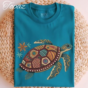 Comfort Colors Tee Turtle Ocean T Shirt, Boho Beach Embroidered Look Shirt, Ocean Summer Tee, Oversized Tee, Save the Turtle