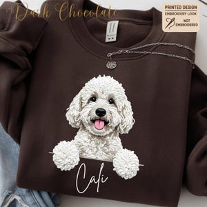 Kundenspezifisches Gekritzel-Hunde-Sweatshirt, gedruckter Stickerei-Look Labradoodle Cockapoo Golden Doodle-Pullover