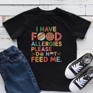 Camiseta de alergia alimentaria para niños con alergias Camiseta de no alimentar Camiseta de concientización sobre alergias para niños Camiseta de sensibilidad alimentaria