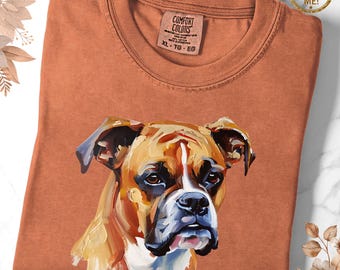 Camisa para perro bóxer Comfort Colors: camiseta con efecto de pintura al óleo, regalo para mamá perruna