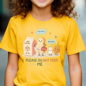 Camiseta de alergia alimentaria para niños con alergias Camiseta de no alimentar Camiseta de concientización sobre alergias para niños Camiseta de sensibilidad alimentaria