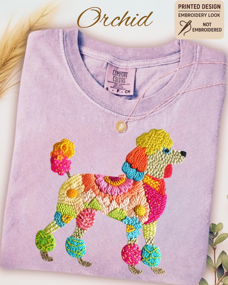 Maglietta con stampa a forma di barboncino Comfort Colors, maglietta con ricamo stampato, maglietta con mamma barboncino carina immagine 5