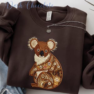 Australia Koala Sweatshirt: Boho Koala Embroidery Look Shirt, Aussie Vibes Expat Australian Souvenir Travel Sweatshirt, Australia Day