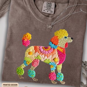 Maglietta con stampa a forma di barboncino Comfort Colors, maglietta con ricamo stampato, maglietta con mamma barboncino carina immagine 12