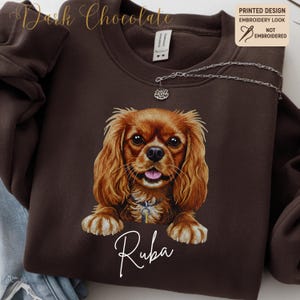 Sudadera con estampado personalizado de Cavalier King Charles Spaniel, suéter con bordado impreso y el nombre de tu Cavie.