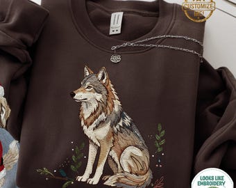 Wild Wolf Sweatshirt : Boho Vintage Wildtiere Camping Wandern Abenteuer Shirt ,