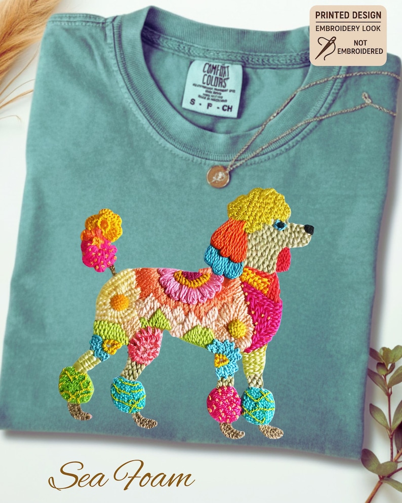 Maglietta con stampa a forma di barboncino Comfort Colors, maglietta con ricamo stampato, maglietta con mamma barboncino carina immagine 13