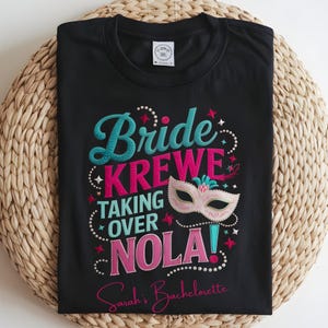 Custom New Orleans NOLA Bachelorette Shirt. Comfort Colors Mardi Gras Bachelorette Matching Group Bride Shirts Bridal Party Girls Trip