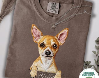 Benutzerdefinierte Komfort Farben Chihuahua Shirt, gedruckt gestickt Look Chihuahua Dog Mom Tshirt
