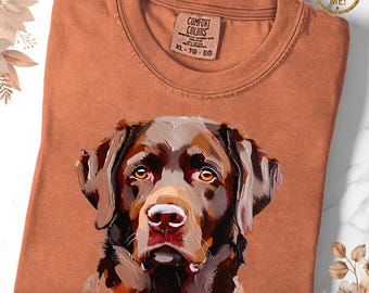 Comfort Colors Chocolate Lab Shirt: Oil Paint Look Dog Mom Tee