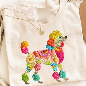 Maglietta con stampa a forma di barboncino Comfort Colors, maglietta con ricamo stampato, maglietta con mamma barboncino carina immagine 11