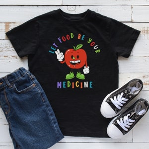 Kinder Gesunde Ernährung T-Shirt - Niedliches Apple Charakter Shirt für Kinder - Fun Ernährungs Nachricht Top - Gesundes Essen Kleinkind Tee
