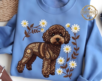 Felpa con stampa barboncino. Maglietta per cani con ricamo stampato.