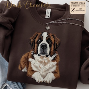 St Bernard-tryckt tröja med broderieffekt, tröja med hundmotiv.