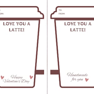 Valentine&#39;s Day Cup Cozy Sleeve Card, Printable Insert Coffee Cup Sleeve for Handmade Crochet or Knit Cup Cozies,