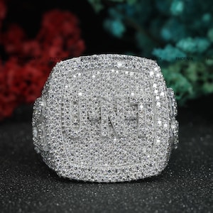 U-NET Championship Ring, Iced Out Hip Hop Ring, Custom Luxury Statement Ring, Bling Fashion Jewelry for Men & Women
