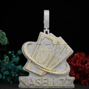 Custom Two-Tone Letter and Logo Pendant | Iced-Out VVS Moissanite Initial Necklace | 925 Silver Hip-Hop Jewelry for Men | Phoenix Enterprise