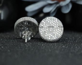 Iced Out Moissanite Stud Earrings | 925 Sterling Silver, Hip Hop Jewelry