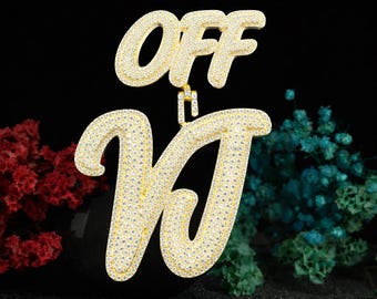 Custom Moissanite Name Pendant Fully Iced Out | VVS Diamond Hip Hop Necklace | Personalized Rapper Letter Charm Gift