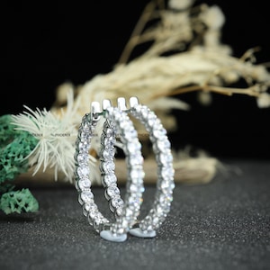 Moissanite Huggie Hoop Earrings: 925 Sterling Silver, Dainty Sparkle