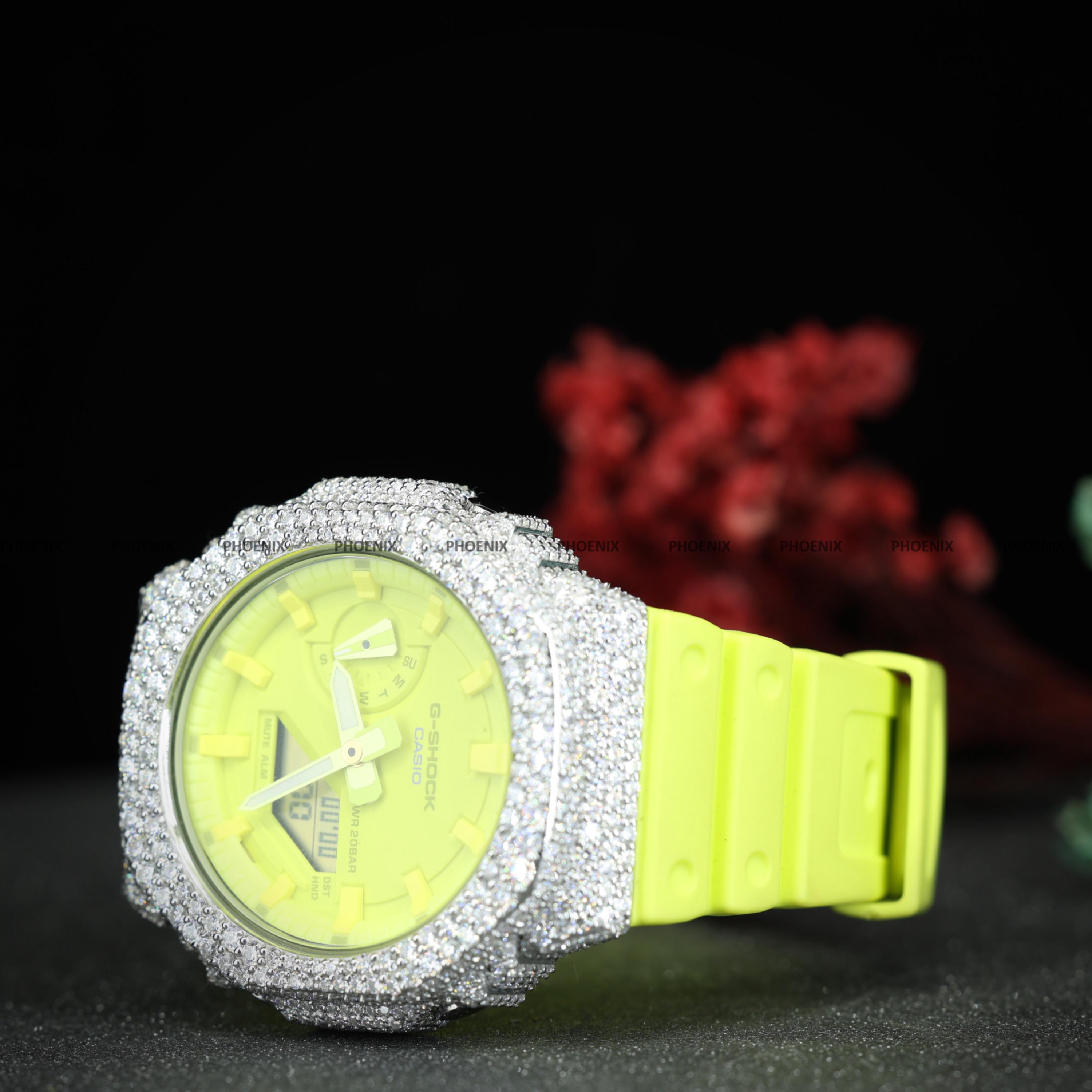 Neon Yellow Iced Out Watch • Luxury Bling Crystal Bezel • Unisex