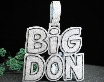 Iced Out Custom Big Name Pendant with Cuban Link Chain: Personalised Necklace, Hiphop Jewelry