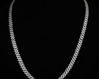 Iced Out Cuban Link Chain | Hip Hop Bling Necklace | 925 Sterling Silver Miami Cuban Chain for Men Women Streetwear Jewelry | Halloween Gift