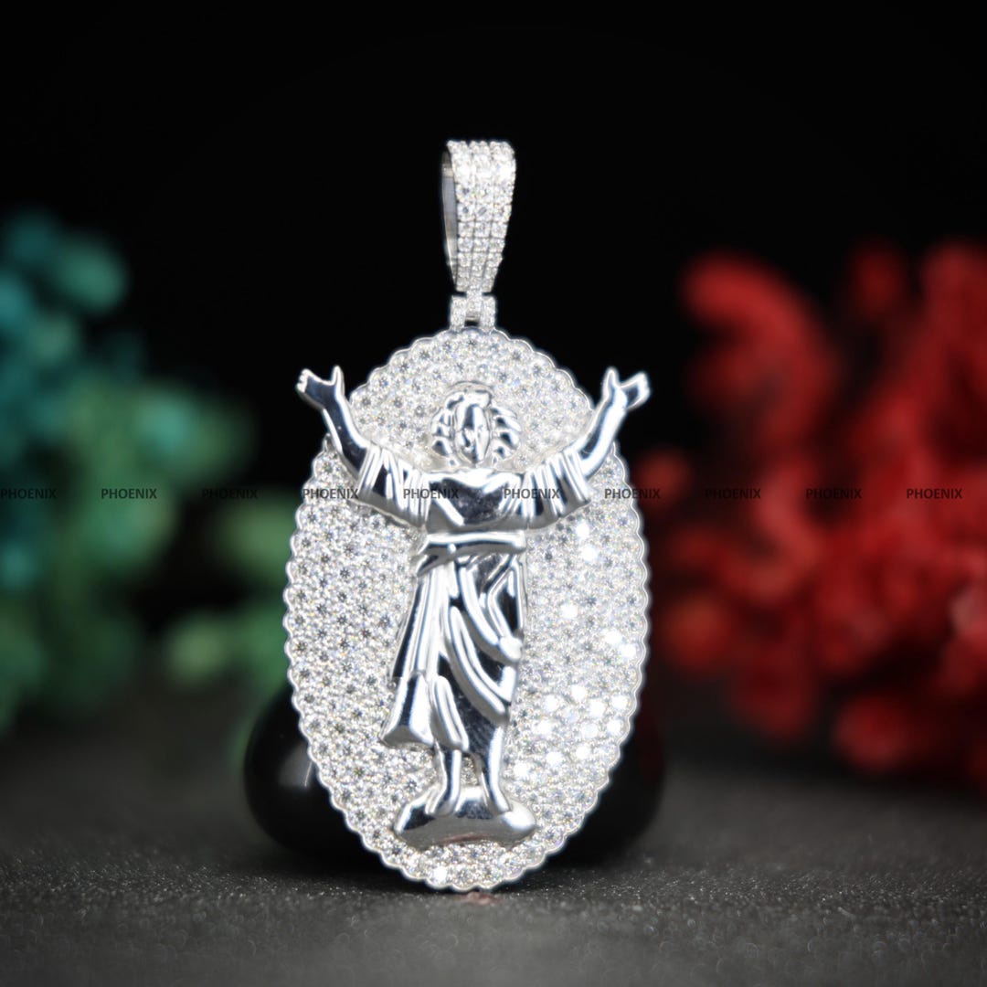 Iced Out Jesus Pendant: 925 Sterling Silver Moissanite Hip Hop Jewelry ...