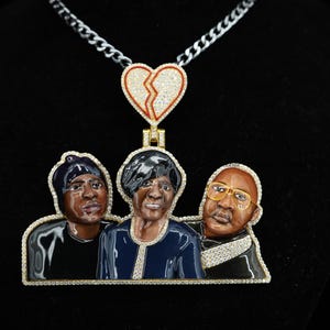 Hiphop Jewelry Memory Gifts | Moissanite Family Photo Pendant | Round Cut Wedding Pendant | Custom Order Pendant | Memory Gifts for Gift