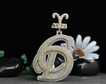 Icy Moissanit Diamant Buchstabe Anhänger | Personalisierte Hip Hop Halskette für Männer & Frauen | Gefrorenes Bling | Unternehmen Phönix