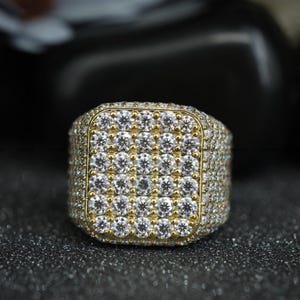 Multi Row Mens Ring | Moissanite Round Cut Fancy Ring for Him | Christmas Gift for Jewelry | Rapper Jewelry Statement Piece | Gift for Men