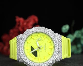Iced-out Moissanite G-shock Watch: White Hip-hop Timepiece - Etsy