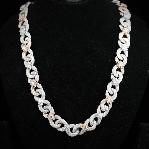 Two Tone Moissanite Cuban Link Chain | Iced Out 925 Sterling