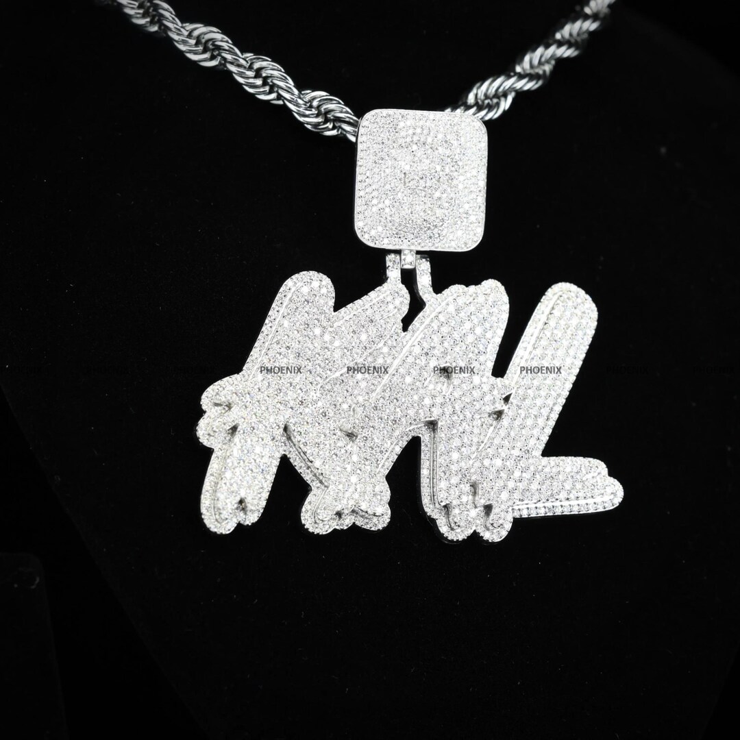 Rapper Chain Letters Iced Out Custom Name Pendant Necklace, Hip Hop Graffiti Letter Charm ...