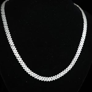 Cadena de eslabones cubanos de Miami / Diamantes moissanita VVS / Collar de plata de ley 925 / 55 cm / Pasador de prueba de diamantes / Joyería hip-hop con brillo