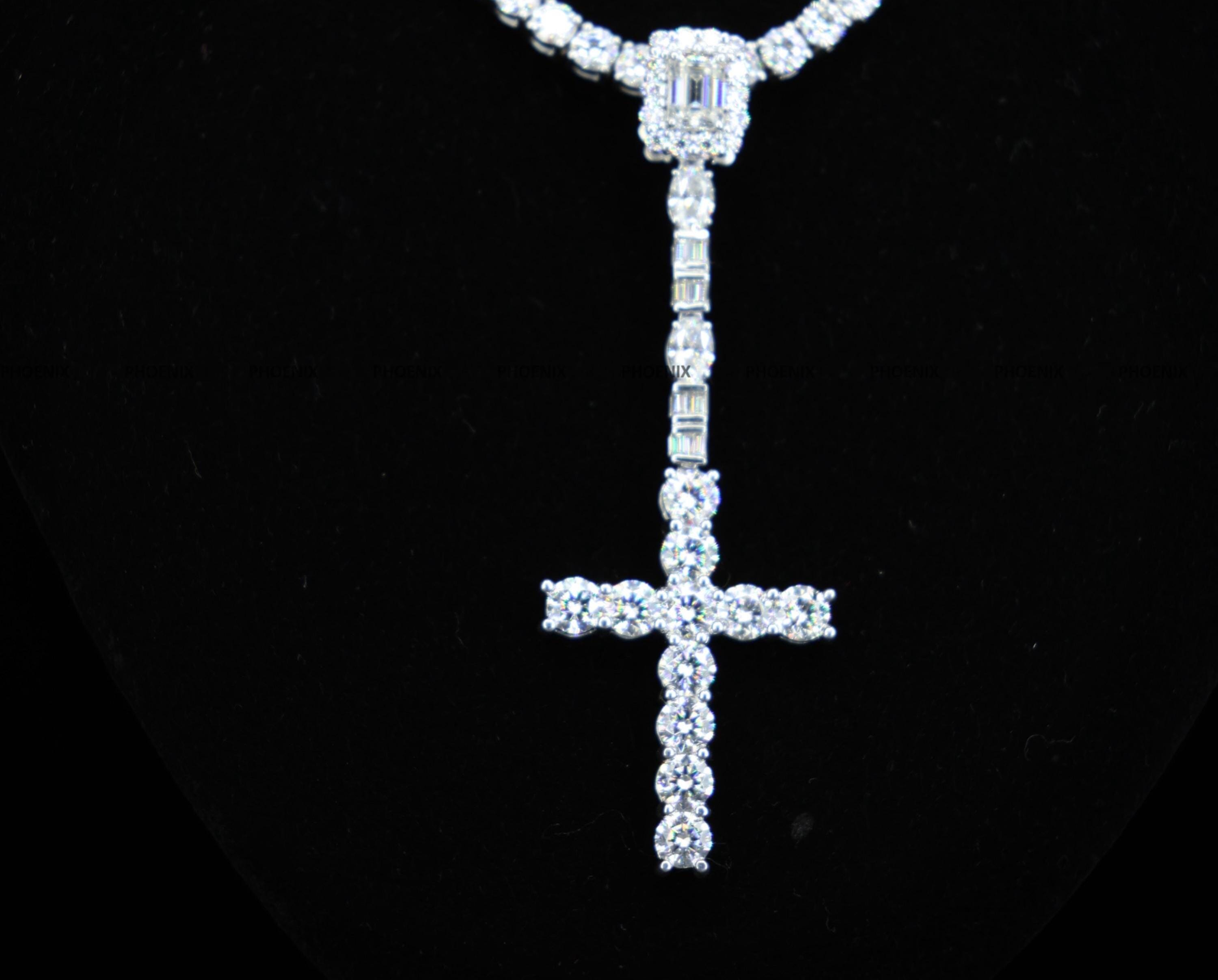 Iced Out Cross Pendant | Moissanite Cross Wedding Pendent for Men