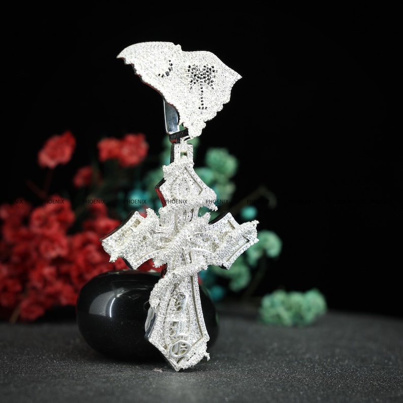 Iced Out Cross Moissanite Diamond Pendant, Hip Hop Gothic Cross ...