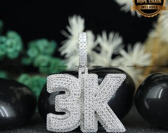 Smaragdschliff VVS1 Moissanit Buchstabe Anhänger | Iced Out Layered 925 Silber Hip Hop Schmuck | Kundenspezifischer klobiger Alpha Numeric Charme
