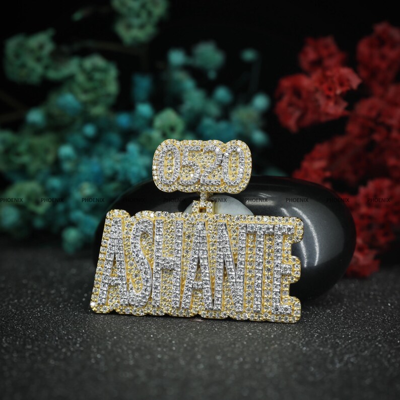 Custom Iced Out Name Pendant Necklace, Hip Hop Moissanite Bling Letter ...