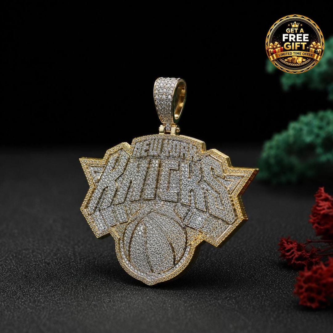 Custom Knicks Pendant, 925 Silver Moissanite Diamond Iced Out