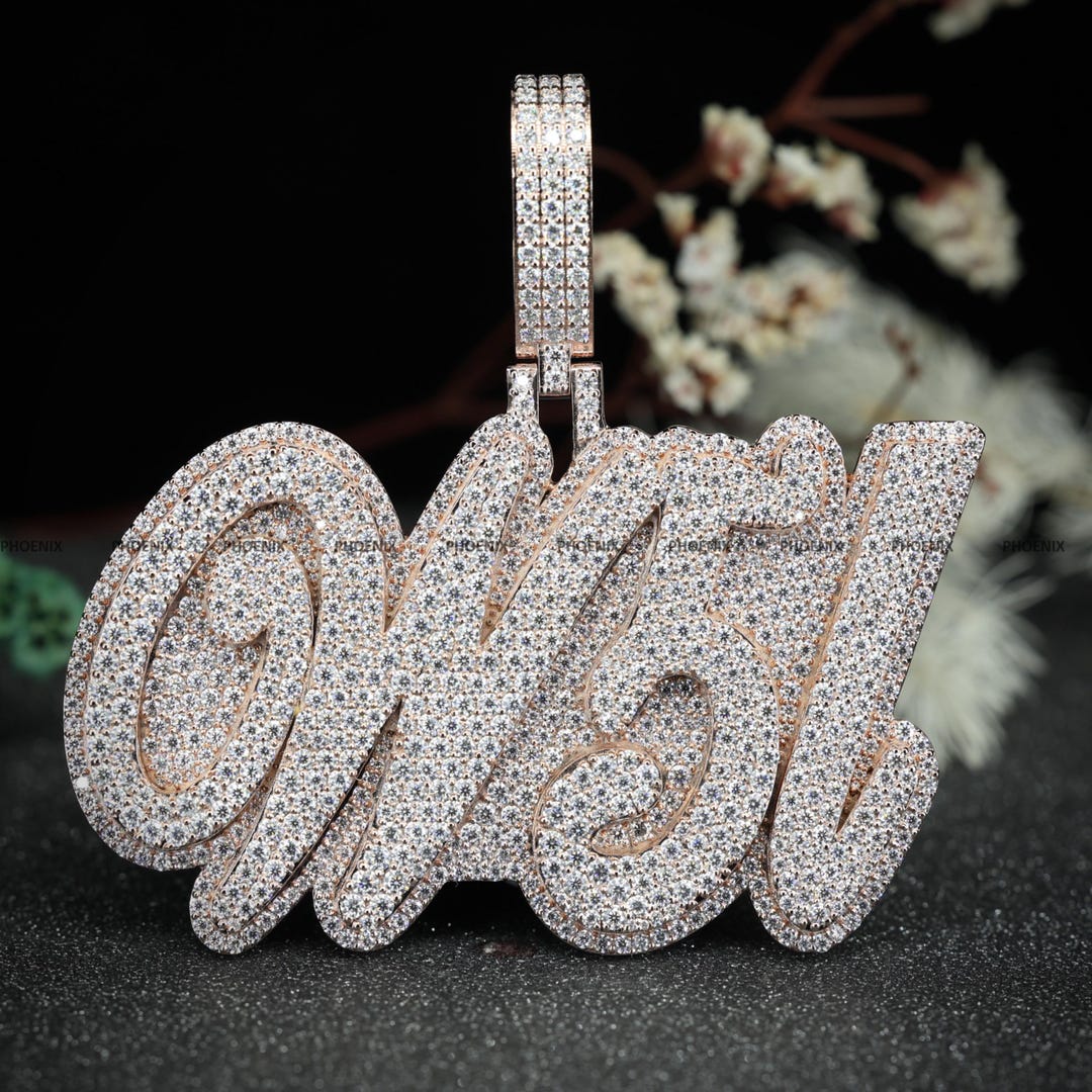Real Moissanite Custom Name Pendant 925 Sterling Silver | Layered
