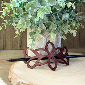 Handmade Floral Leather Hair Stick Barrette
