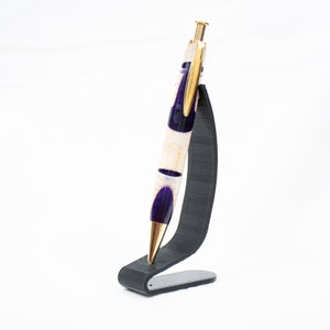 Handmade Purple and White Resin and Pine Wood Click Pen - Purple Piney